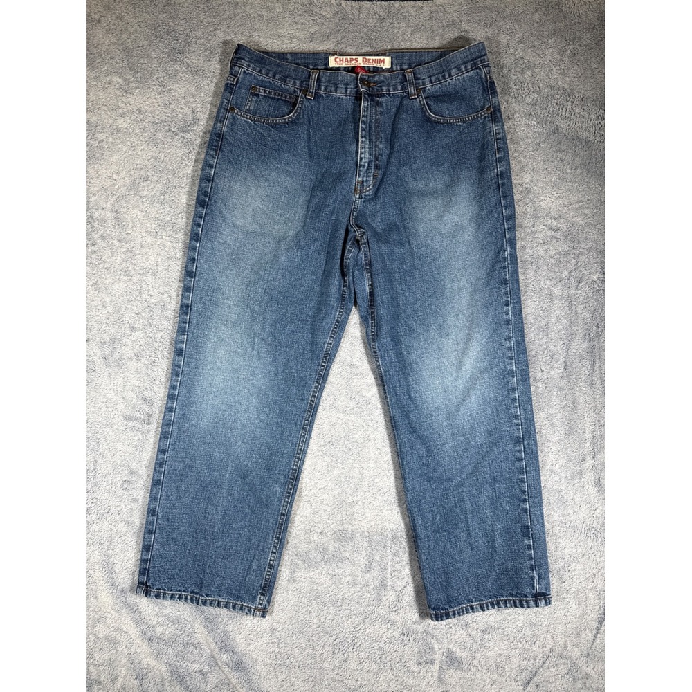 Chaps Denim Mens Straight Leg Blue Jeans Medium‎ Wash 100% Cotton 38x30 C20151